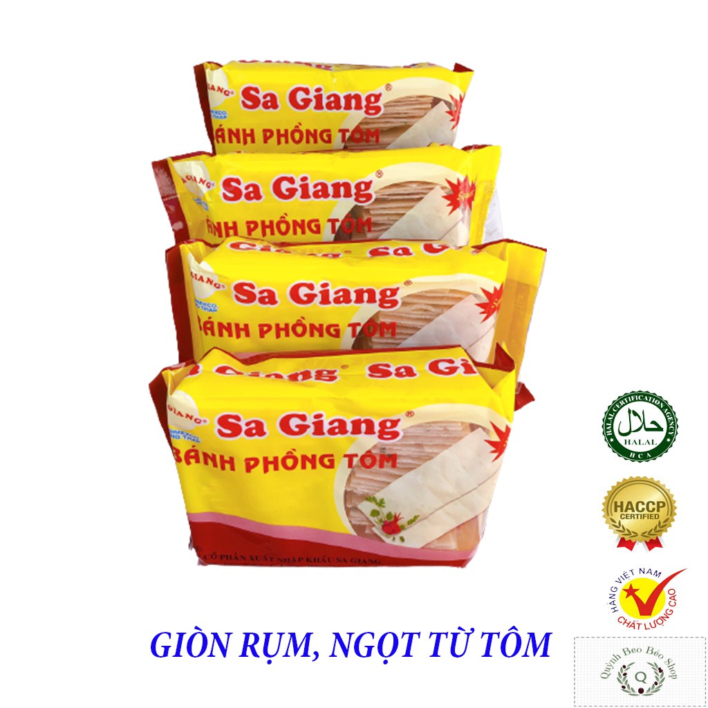 Bánh phồng tôm loại vuông Sa Giang túi 400gr, bánh phồng tôm ngon, ngọt vị tôm, giòn rụm