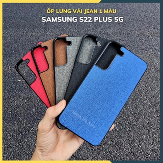 Ốp lưng s22 plus chống vân tay nhựa cứng viền đen giả vải JEAN 1 màu phụ kiện huỳnh tân store