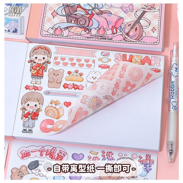 Bộ 50 Tờ Nhãn Dán Trang Trí Sổ Tay Hình Hoạt Hình Dễ Thương