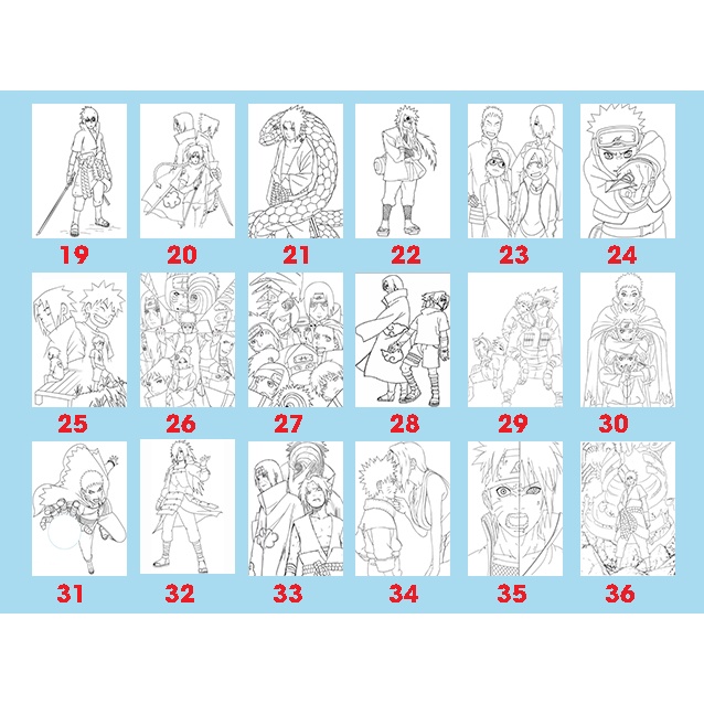Lineart Tranh tô màu NARUTO  - Dành cho những bạn trẻ yêu thích truyện NARUTO và sáng tạo