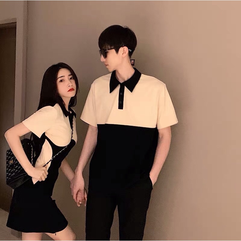Set đồ đôi nam và nữ phối 2 màu cơ bản
