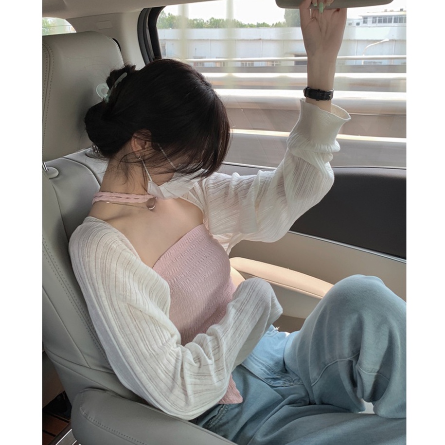 Cocory vn  Áo hai dây/áo khoác cardigan tay dài dễ phối đồ thời trang mùa hè cho nữ