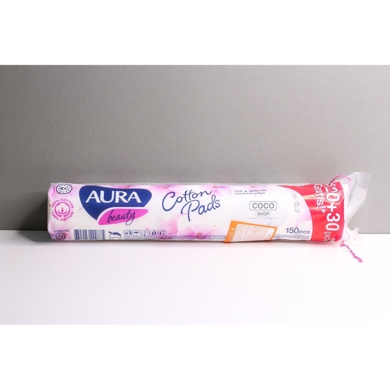 Bông Tẩy Trang AURA BEAUTY NGA, Bông Tẩy Trang Châu Âu, Tẩy Trang 100% Cotton Tự Nhiên 150 Miếng