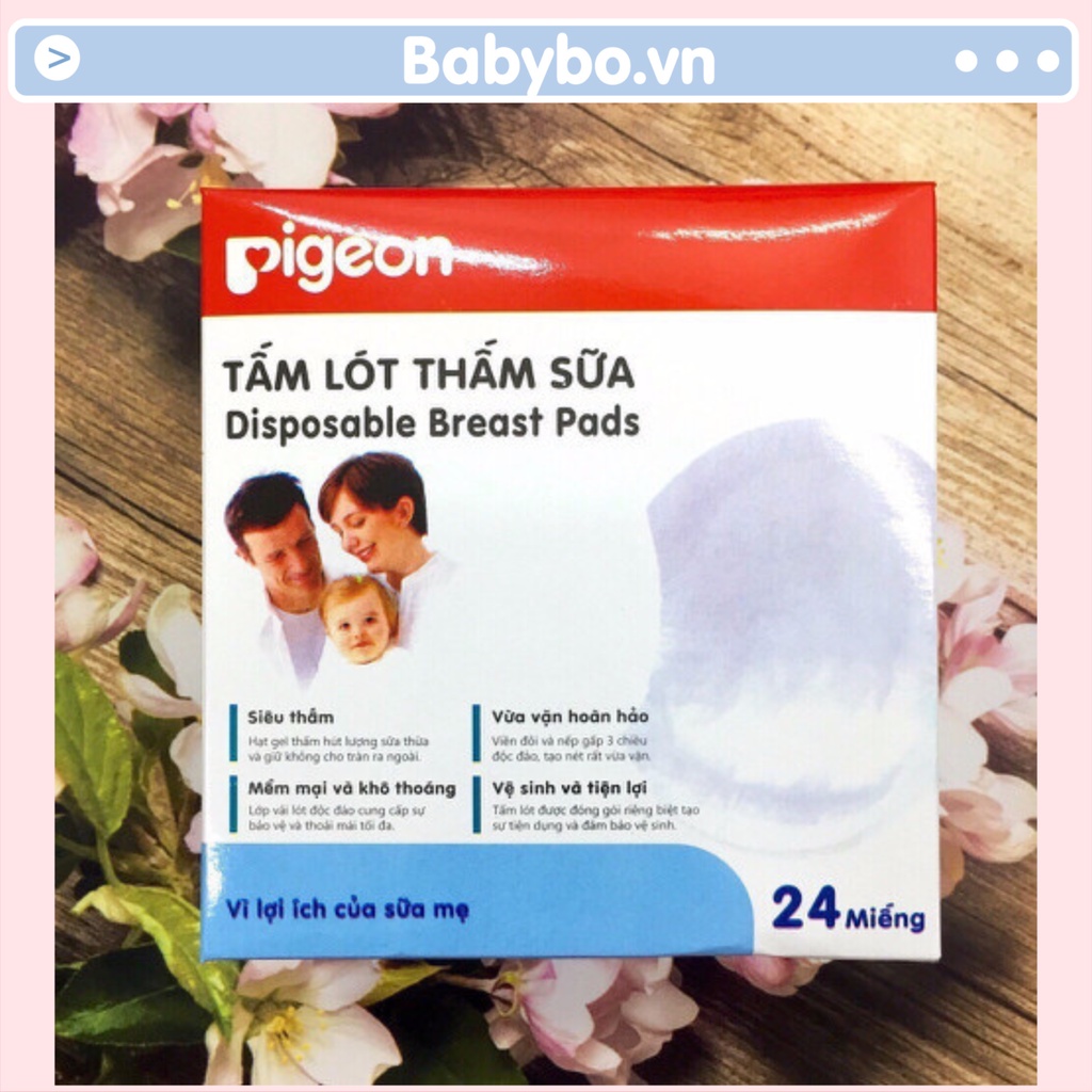 Hộp 24 miếng lót thấm sữa cao cấp thấm hút siêu tốt Pigeon Nhật Bản