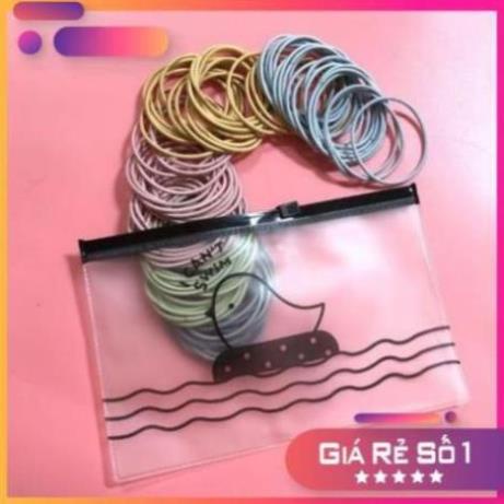Set Chun Buộc Tóc 100 Cái Nhiều Màu Sắc Kèm Túi Đựng vô cùng tiện lợi - TongkhoGiaDung