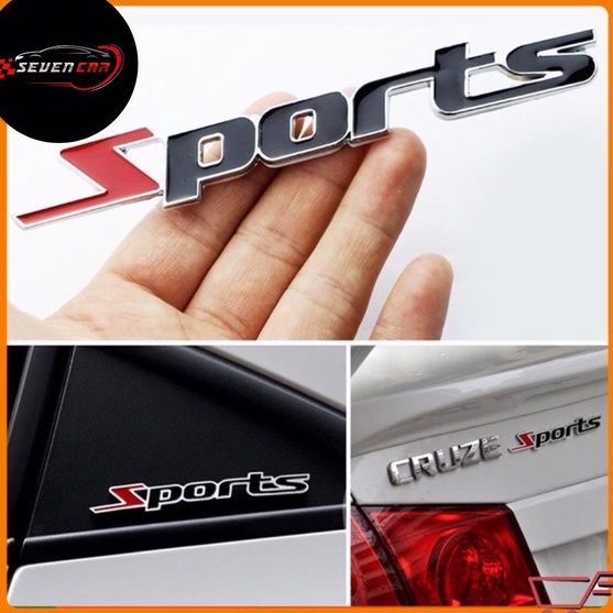 Chữ nổi sport kim loại dán trang trí ô tô - màu đen đỏ- sevencar