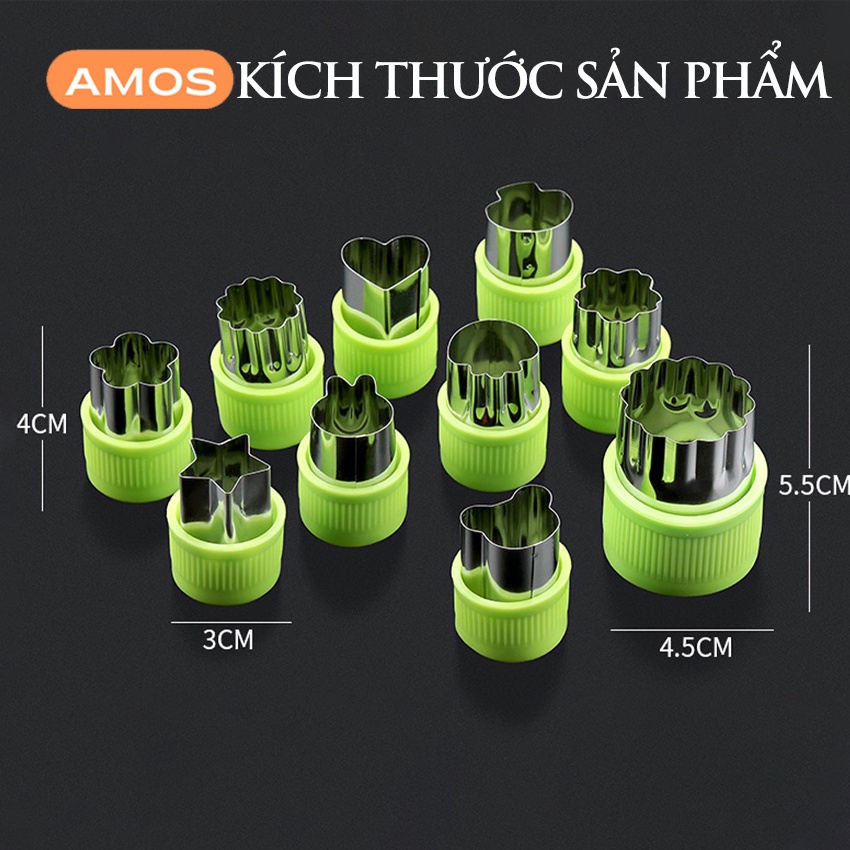 Bộ khuôn làm bánh AMOS Dụng cụ cắt bánh mini set 12 món