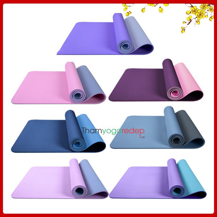 [❤️FREESHIP❤️] Thảm tập Yoga,Gym 2 lớp TPE dày 6mm chống trơn trượt và không thấm mồ hôi.[Hàng mới 2021⚡]