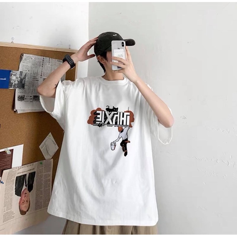 Áo Thun Tay Lỡ HHXLE T-shirt Unisex (Trắng/ĐEN)