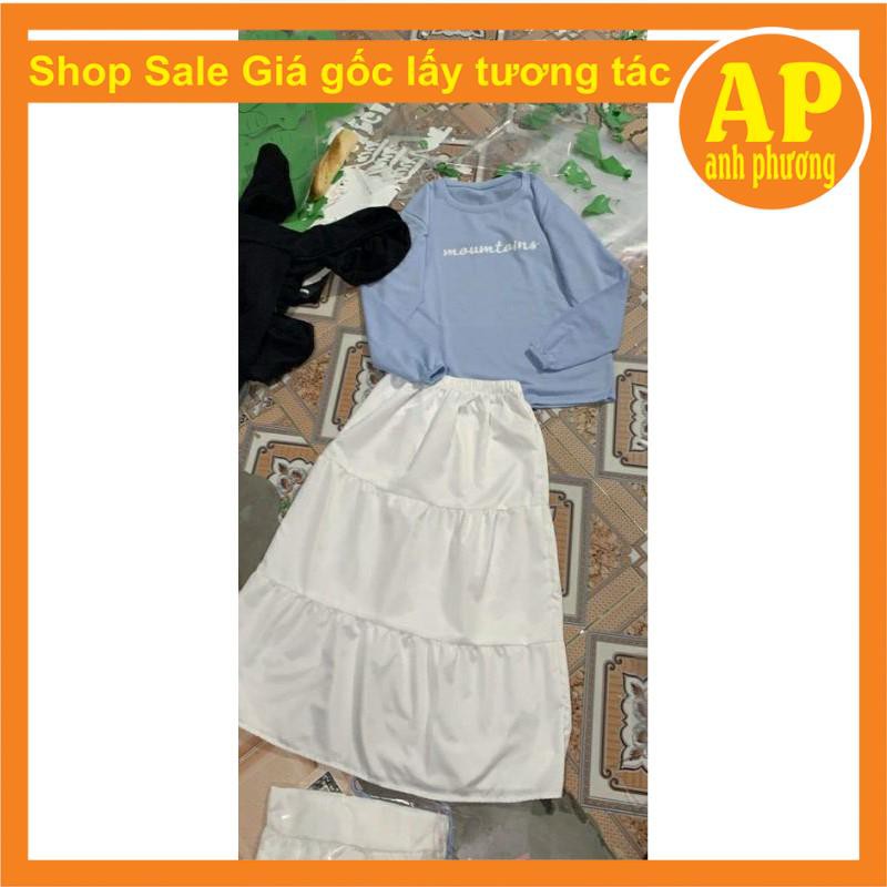 SÉT ĐỒ NỮ gồm chân váy tầng + áo chun tay Moutain | BigBuy360 - bigbuy360.vn