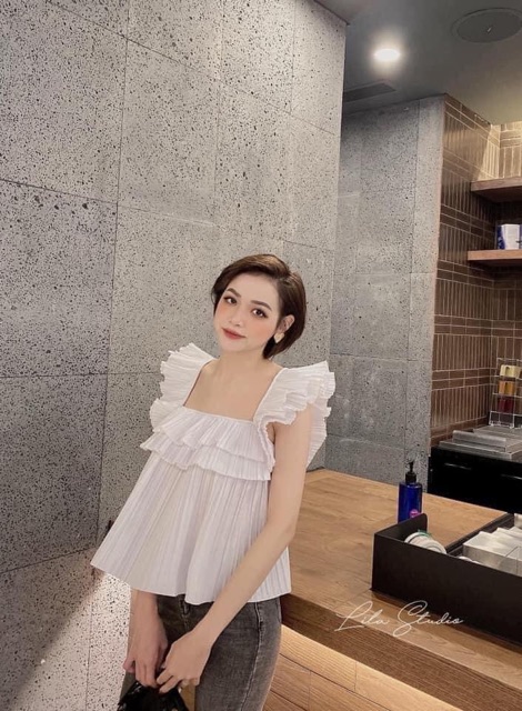 Áo phối bèo xếp pli zara auth vợt sale