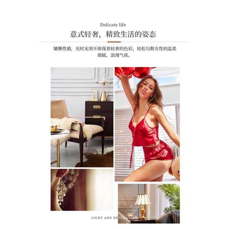 Bộ Đồ Ngủ Bằng Lụa Mát Có Miếng Lót Ngực Thời Trang Quyến Rũ Cho Nữ
