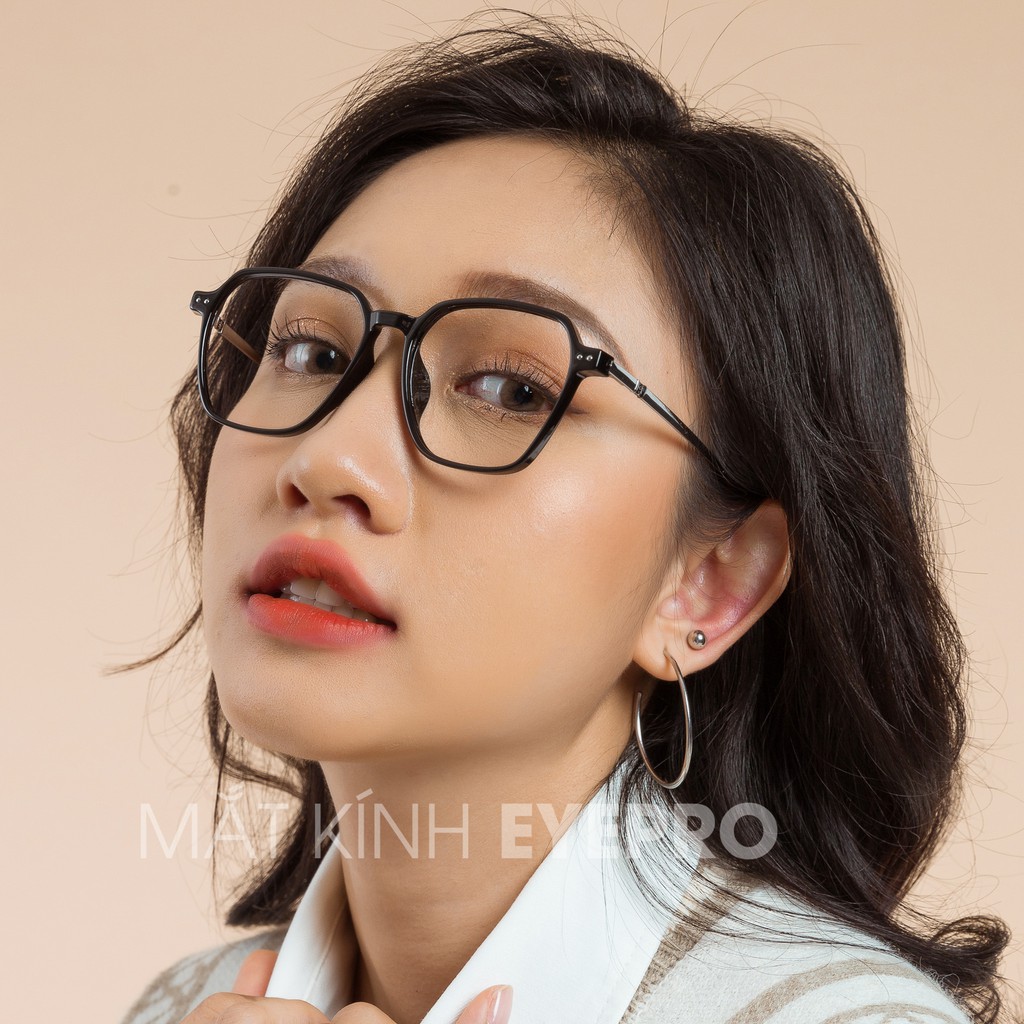 Gọng kính cận nam nữ lắp sẵn cận gọng vuông tròng kính đổi màu, chống ánh sáng xanh - ZG2005