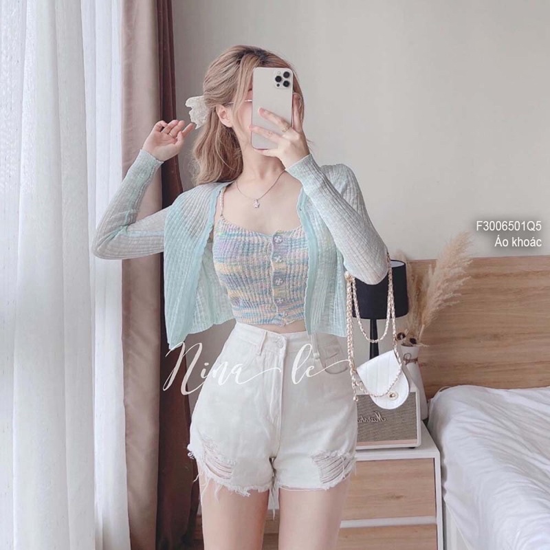 Áo khoác Len mỏng 1 nút gân nổi s TT3006