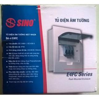 Tủ điện âm tường Sino E4FC3-6SA mặt nhựa chống cháy chứa 3-6 module