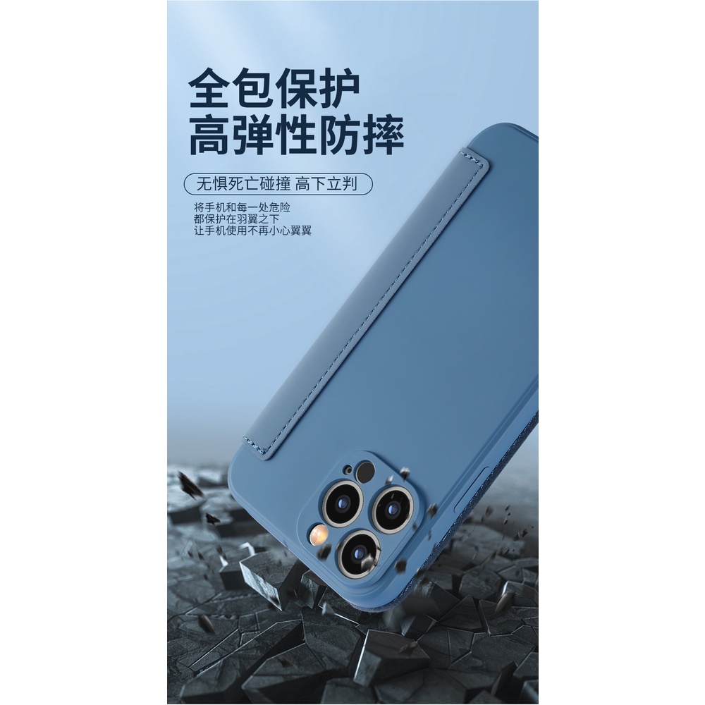 Ốp Điện Thoại Silicon Da Nắp Lật Có Ngăn Đựng Thẻ Chống Sốc Cho iphone 11 12 13 pro/promax XS X XR XSMAX 7 8 PLUS