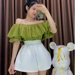 [Hàng Đẹp] Áo Thô Trễ Vai Tay Phồng ( MC ) dáng ngắn croptop nữ MC -UN - Thiên Yết