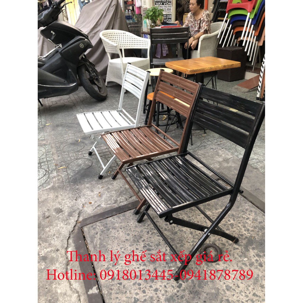 Ghế sắt gấp cafe ngoài trời thanh lý giá rẻ