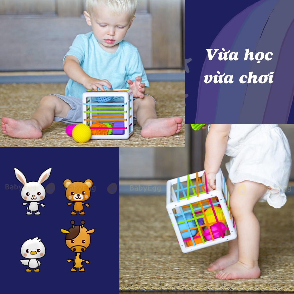 Đồ chơi GIÁO DỤC MONTESSORI thông minh hộp đan dây cho trẻ nhỏ trẻ sơ sinh bé trai bé gái 6 9 12 tháng 1 2 tuổi babyegg