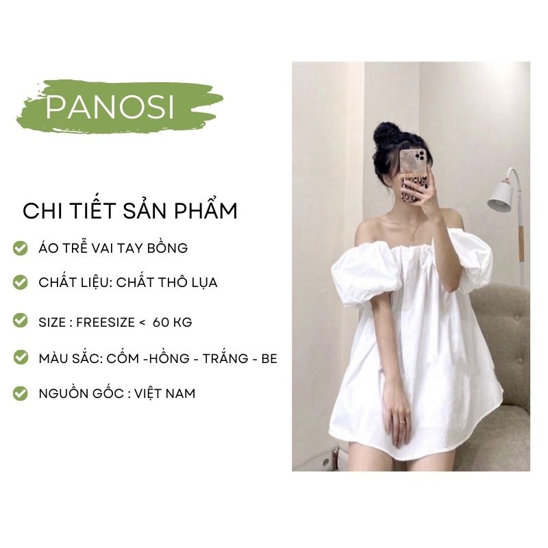 Áo trễ vai tay bồng chất thô mềm mát nhiều màu trẻ trung - A140 - PANOSI