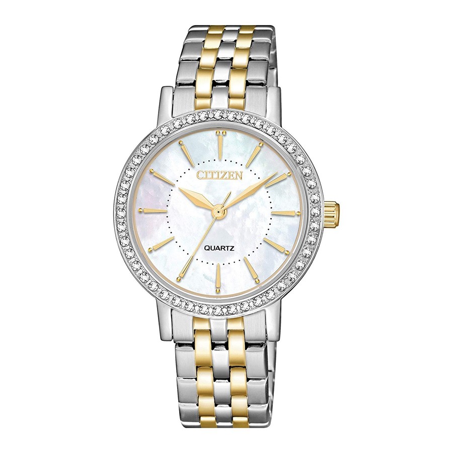 Đồng Hồ Nữ Citizen Đính Đá Swarovski Dây Thép Không Gỉ EL3044-89D - Mặt Xà Cừ