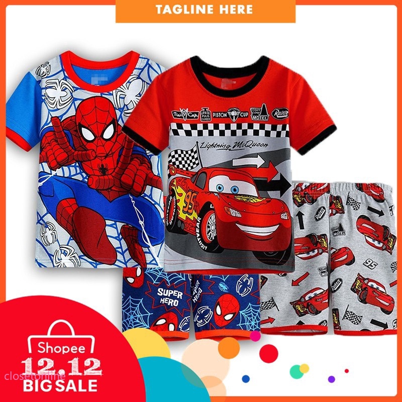 CL❀❀ Boys Kids Clothing Pajamas  Cartoon Hero T-Shirt Outfits Sleepwear Sets Suits