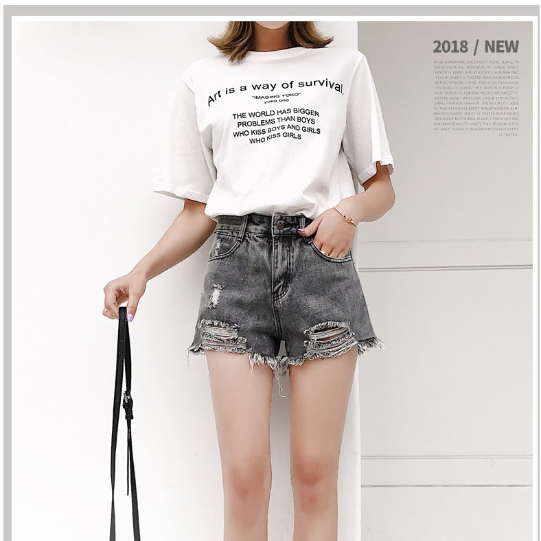 Quần short jean nữ MÀU XÁM RÁCH 2 BÊN CÀO TƯA mẫu mới S0DQ-669
