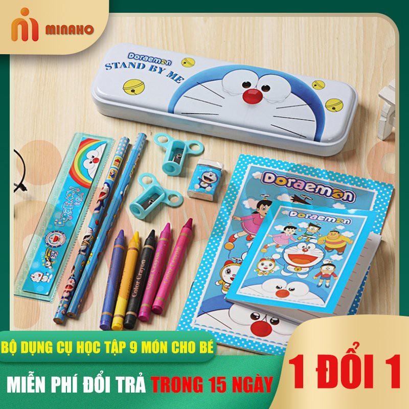 Bộ Dụng Cụ Học Tập 9 Món Cho Bé Minaho, hộp bút,  - Món Quà Cho Bé