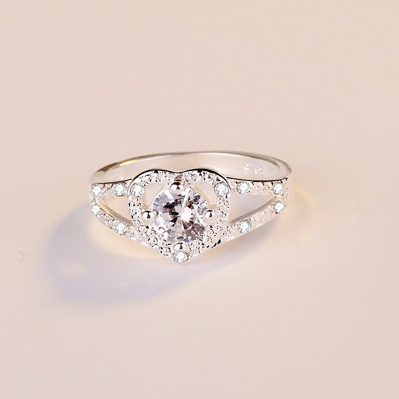 Nhẫn Bạc S925 Mặt Trái Tim Đính Đá Thời Trang Dành Cho Nữ