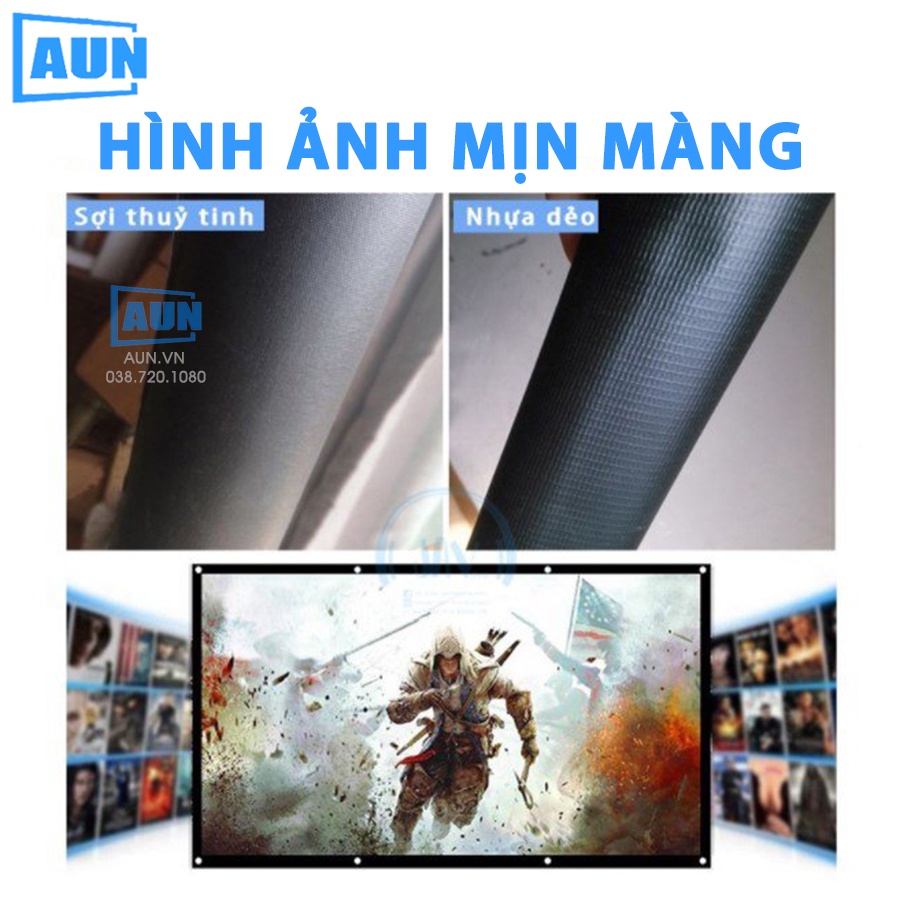Màn chiếu treo tường 4K chất liệu PVC cao cấp tỷ lệ 16:9, chuyên dụng cho máy chiếu, loại dày, tương phản cao