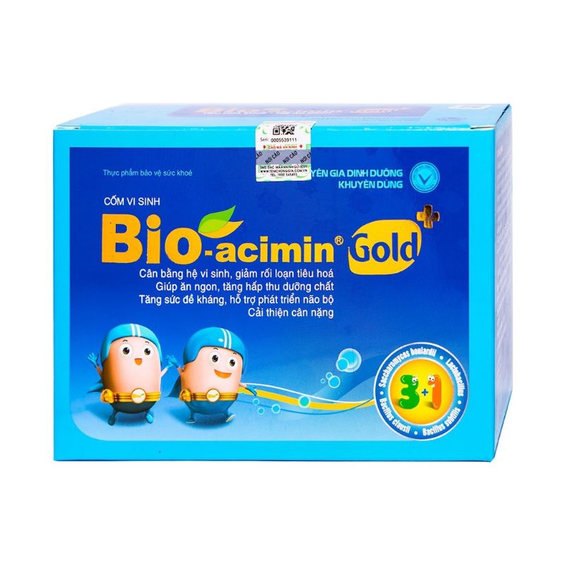 Cốm vi sinh Bio acimin Gold+ bổ sung men bào tử lợi khuẩn cùng vitamin giúp trẻ tiêu hóa khỏe, ăn ngon miệng