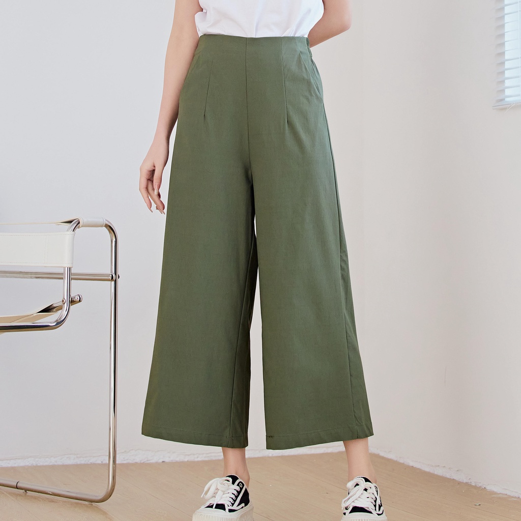 Eyouth 1062 Quần culottes Cạp Cao Ống Rộng Trang Trọng Cho Nữ