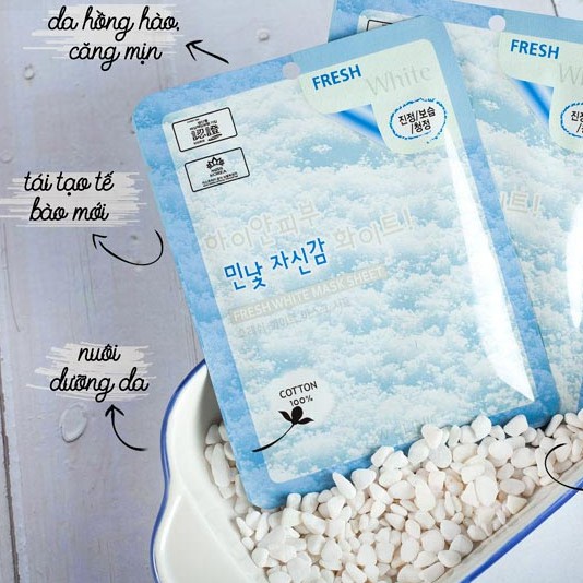 Mặt nạ tuyết dưỡng trắng da 3W Clinic Fresh White Mask Sheet 23g