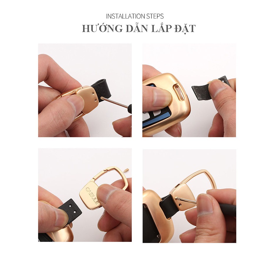 Móc khoá da bò cao cấp Cabule đa năng cho xe ô tô,chất liệu hợp kim,da bò siêu dày,không còn lo lạc mất chìa khoá