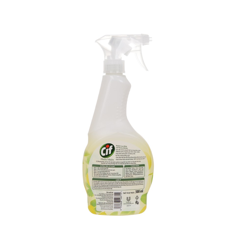 Cif nước xịt lau bếp thiên nhiên chanh & baking soda chai 500ml