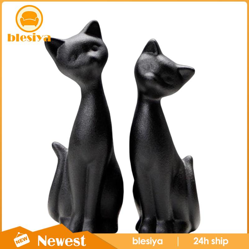[Blesiya] Set 2 Tượng Mèo Con Trang Trí Kệ Sách Hiện Đại
