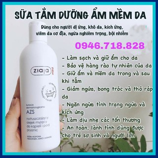 Dầu tắm dưỡng ẩm Ziaja Med Atopy Azs