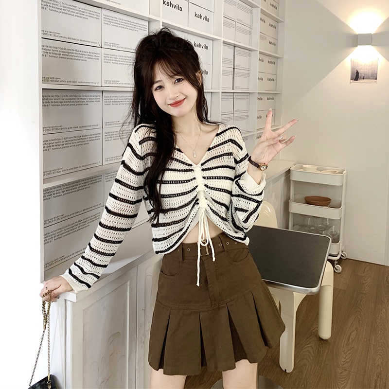 NRVP Áo Sweater Dệt Kim Dài Tay Thiết Kế Mới Thời Trang Theo Phong Cách Hàn Quốc Cho Nữ