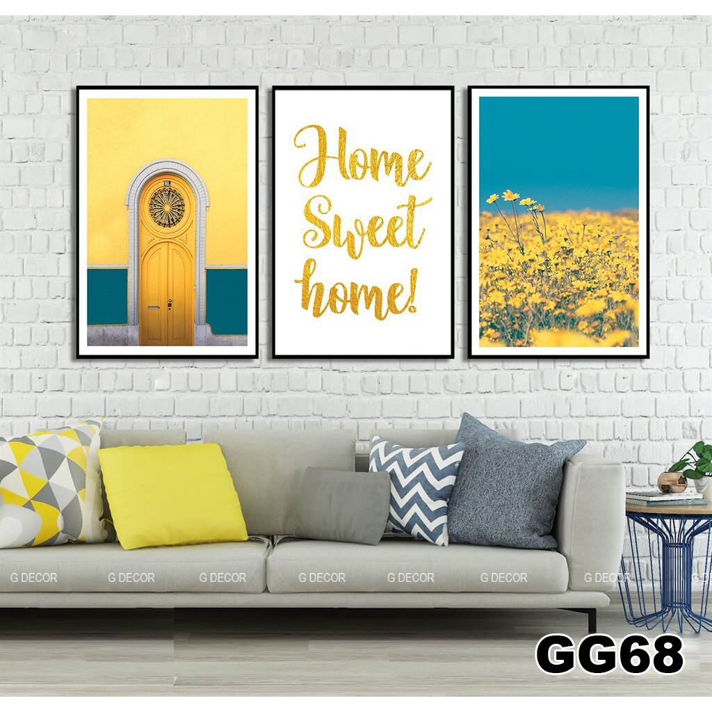Tranh treo tường canvas 3 bức phong cách Bắc Âu 68, tranh decor trang trí phòng khách, phòng ngủ, phòng ăn, spa, cà phê