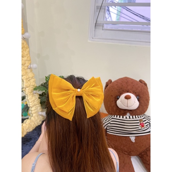 [ NAKI SHOP ] Kẹp nơ tiểu thư xinh ĐÍNH NGỌC xinh xắn cao cấp bản to