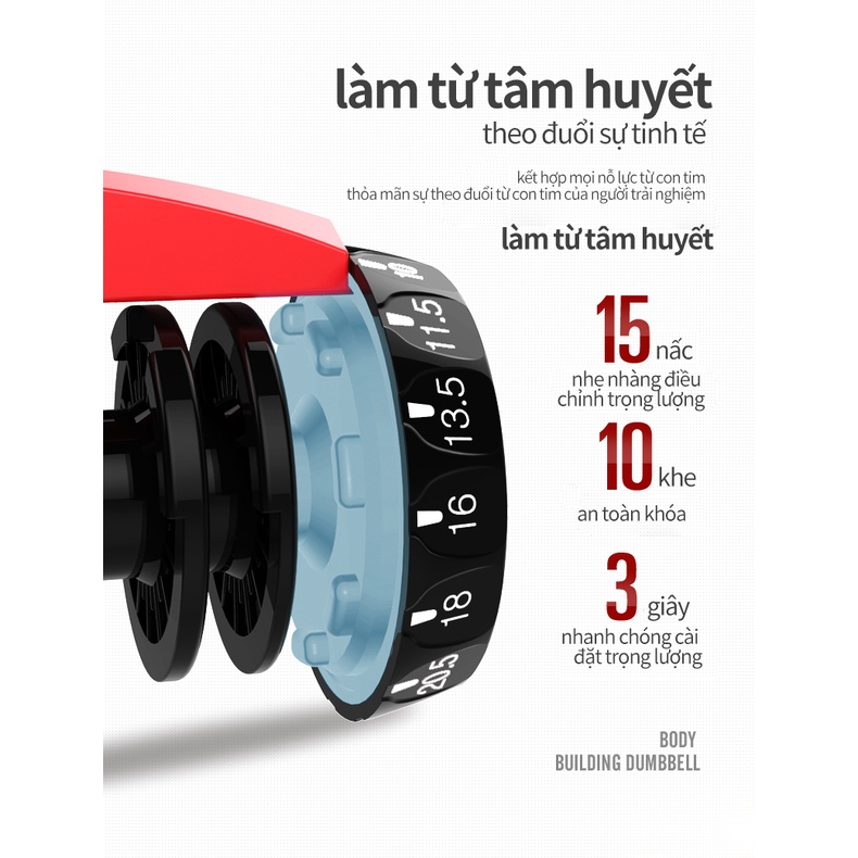 Tạ đơn điều chỉnh Tạ tay điều chỉnh Dumbell Cao Cấp 24kg Đa số điều chỉnh trọng lượng tạ tay tháo lắp