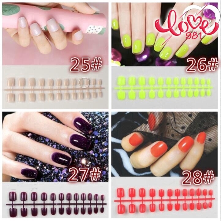 24Pcs False Fake Nail/false nails/nail stickers/ French Shiny Square Design Press On Manicure Tips /Nail art