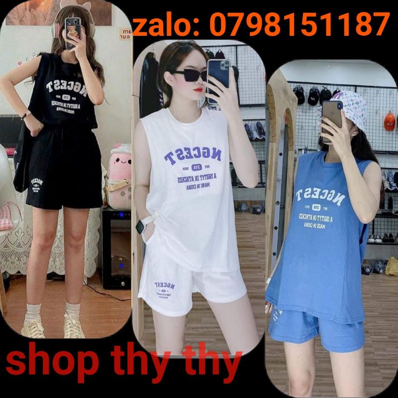 set Bộ ba lỗ nữ thể thao gồm áo tanktop thun cotton xịn kèm quần đùi nữ thể thao cá tính ullzang mặc hè video ảnh thật