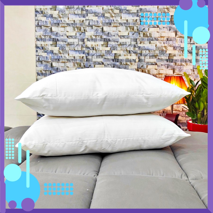 Gối Lông Vũ Microfiber Cao Cấp Chuẩn Khách Sạn 4-5 Sao Ruột Gối Lông Vũ Nhân Tạo 50x70 Êm Ái, Kháng Khuẩn  - Giá Sỉ LH