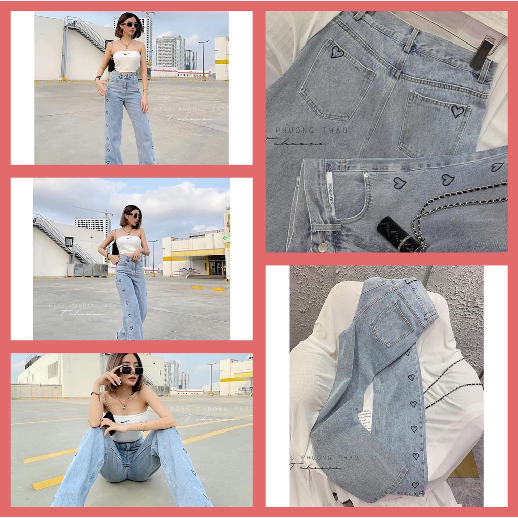 🌴 🌴 Quần bò ống rộng🌴 🌴 quần jeans suông dài,unisex Hot Trendy🌴