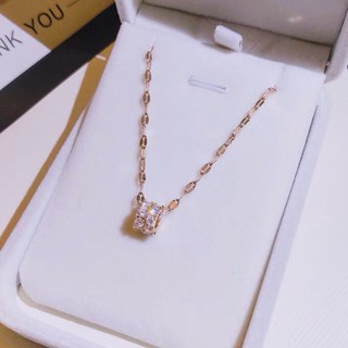 Dây chuyền kim loại sợi mảnh mặt hình học đính đá phong cách Hàn Quốc dành cho nữ
