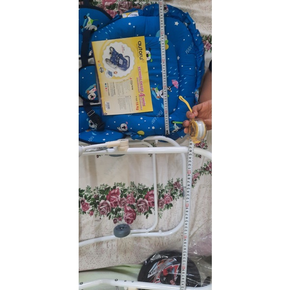 Xe nhún bập bênh cho bé ăn bột gấp gọn hiệu Autoru kèm mùn chụp-xe 4 nhún