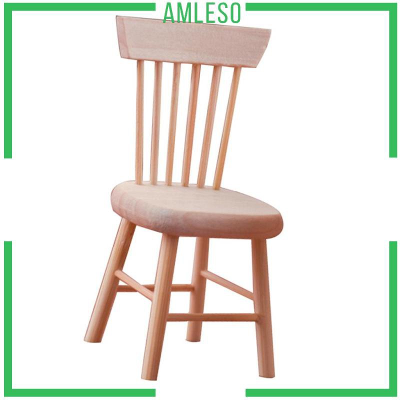 Mô hình ghế ngồi bàn ăn bằng gỗ không sơn thủ công trang trí nhà cửa