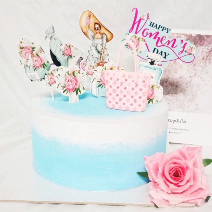 [❤️HOT 20/10] trang trí bánh kem [FREESHIP❤️] sét cắm giấy cô gái CHỦ ĐỀ 20/10