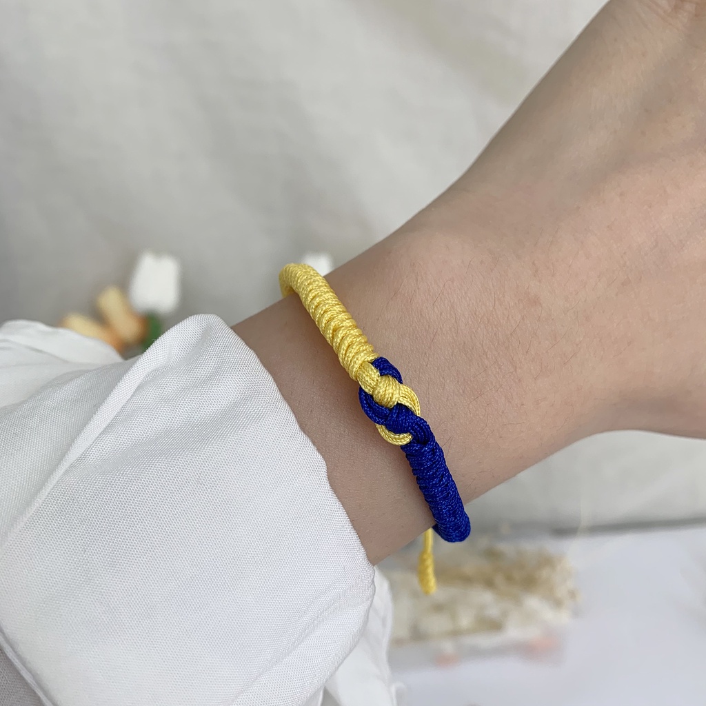 Vòng đeo tay RINHOO dây bện thủ công hai màu sắc kết hợp thắt nút thời trang dành cho cả nam và nữ